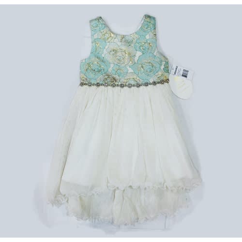 Turquise Dress - Green And Cream