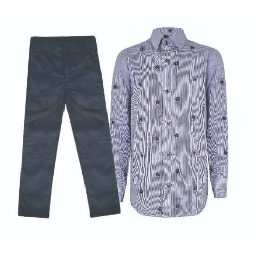 Boys' 2piece Shirt & Trousers - Blue With Touch Of Black