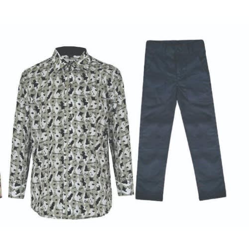 Boys' 2piece  Shirt & Trousers Gray & Black