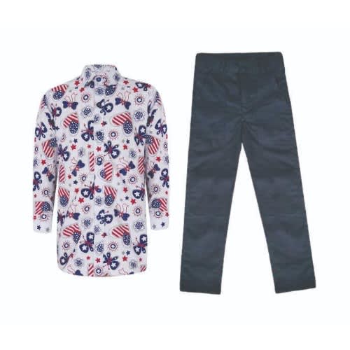 Boys' 2piece Shirt & Trousers- Multicolour