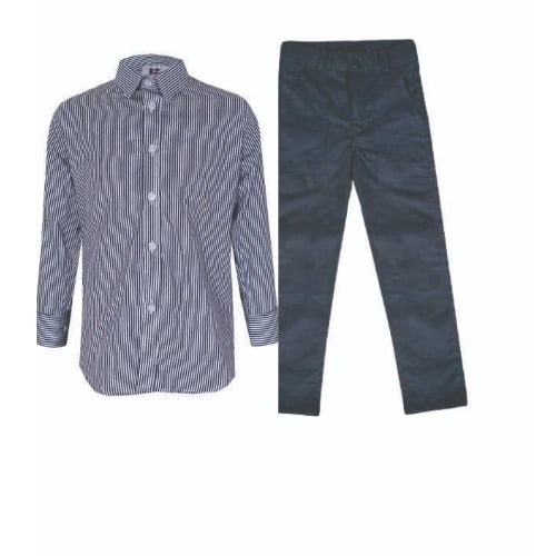 Boys' 2piece Stripes Shirt & Trousers - Black And White