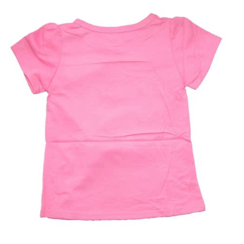 Girls Round Neck Top - Short Sleeve With Sequin- Pink