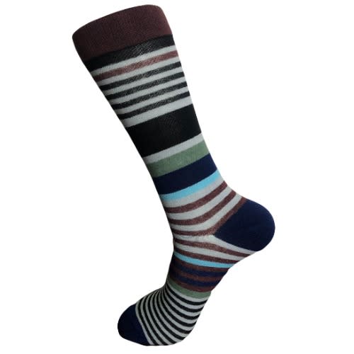 Pair Of Men's Multicolored Socks - Stripes Ds 1