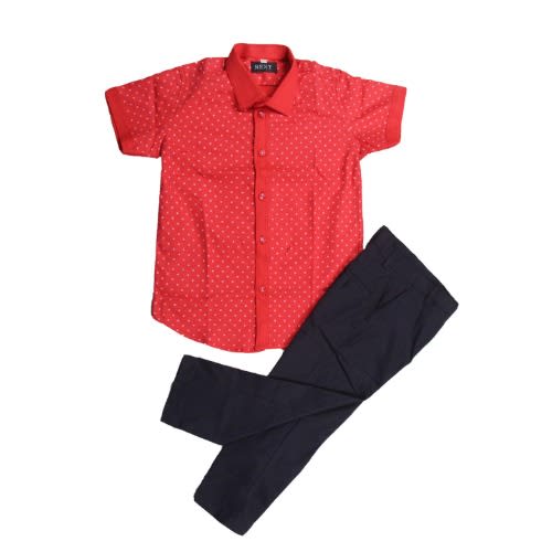 Boy's Shirt & Trouser - Red Shirt - 2 Piece
