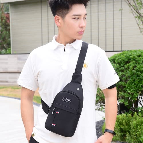 Unisex Canvas Messenger Bag -Black