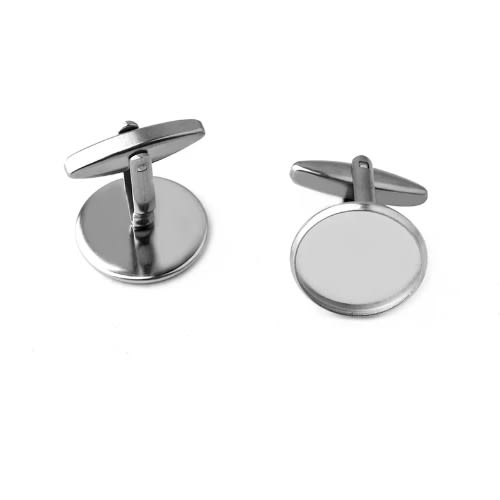 10 Dark Silver Blank Cufflinks 18mm With Glass Cover