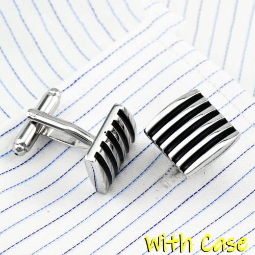 Plated Cufflinks  Links For Men - Silver & Black