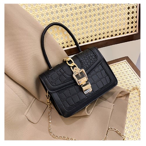 Unique Quality Leather Ladies Crossbody Hand Bag- Black