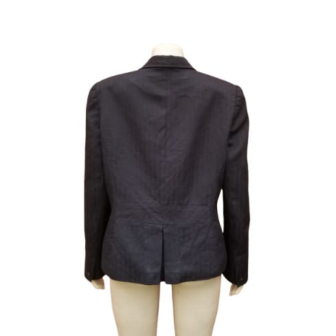 Plus Size Stripes Jacket/blazers Wt Full Lining- Black