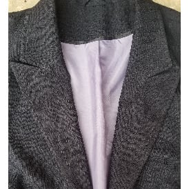 Plus Size Stripes Jacket/blazers Wt Full Lining- Black
