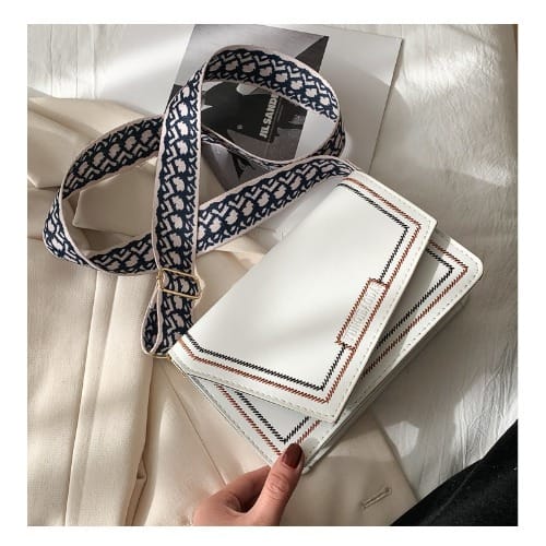 Premium Classic Leather Ladies Crossbody Hand Bag- White