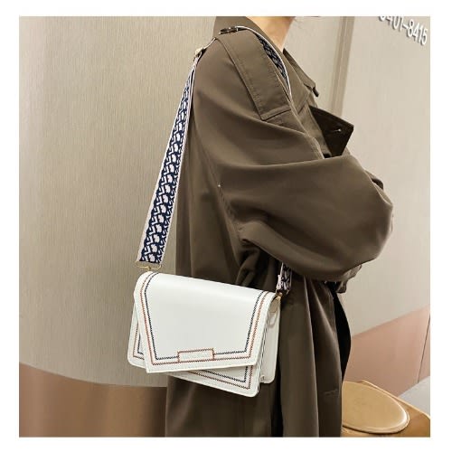 Premium Classic Leather Ladies Crossbody Hand Bag- White