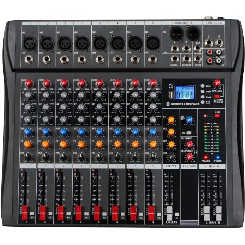 Professional 8 Channel Mixer With Bluetooth, Effect And Usb