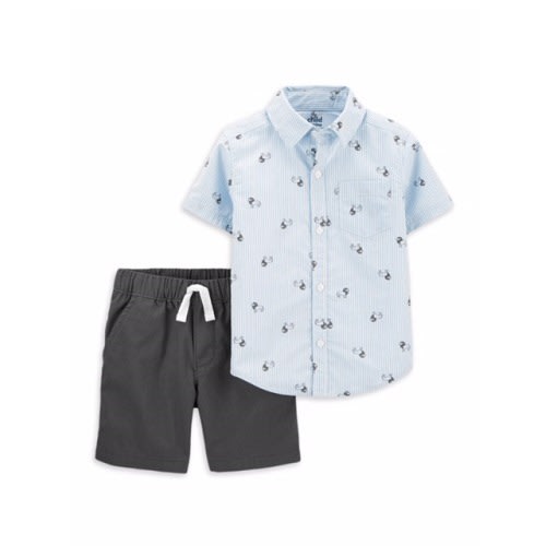 Child Of Mine Toddler Boy Button Up Shirt & Shorts 2pc Outfit