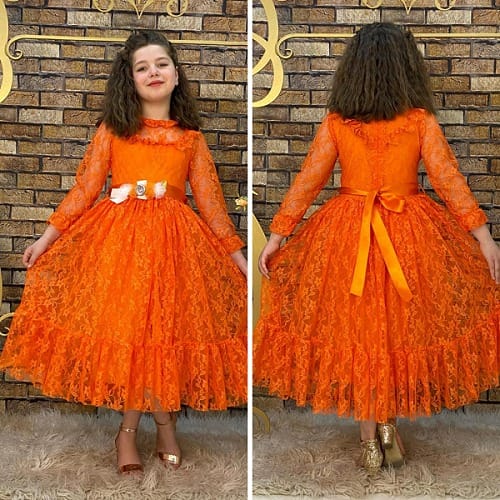 Turkey Girls Long Gown – Orange