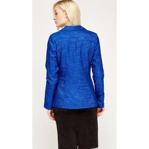 Shimmering Metallic Insert Lapel Blazer - Blue