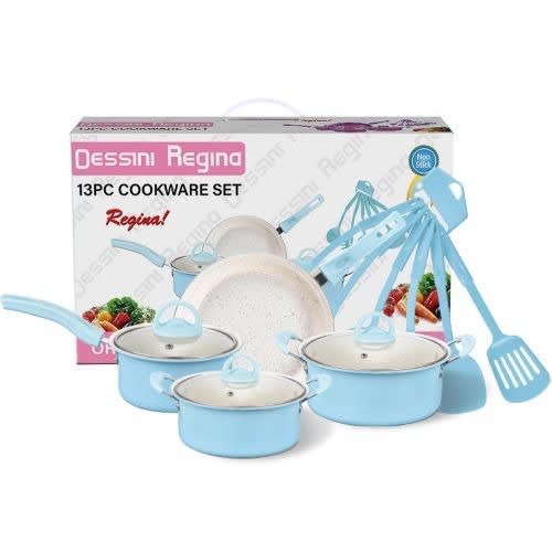 Dessini Regina  Set of Non Stick Cookware Pot- Blue - 13pieces