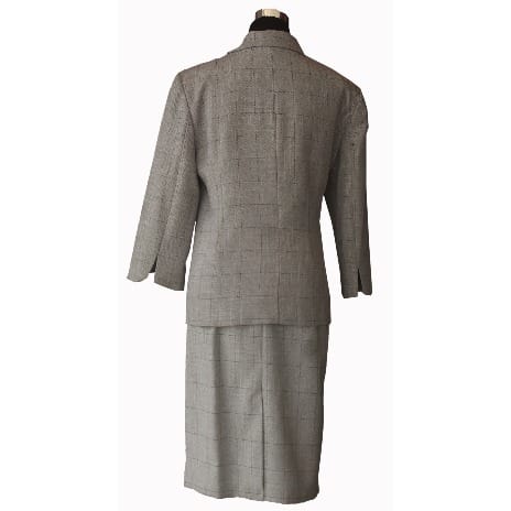 Grey Plaid Skirt Suit