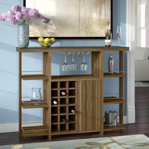 Bar With Wine Storage Walnut