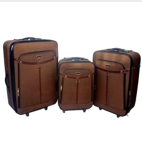 Travel Luggage Trolley Box - Set Of 3 - Brown