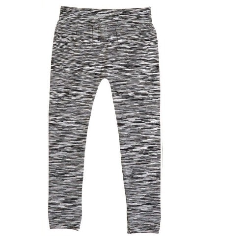 Girls Space Dye Fleece Lined Extra Soft Leggings-  Black And White