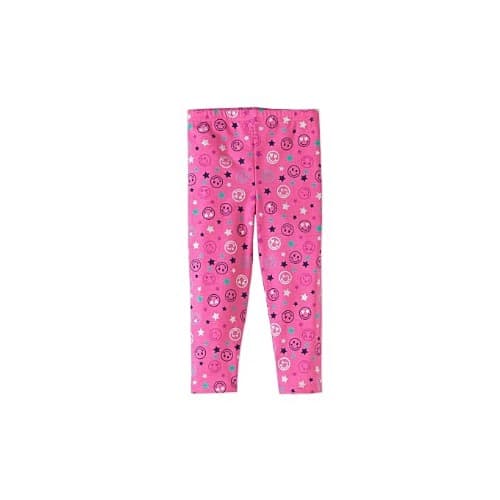 Girls Emojis Glittering Print Leggings- Pink