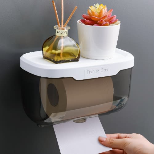Toilet Tissue Paper Holder - Transparent & Waterproof - Grey