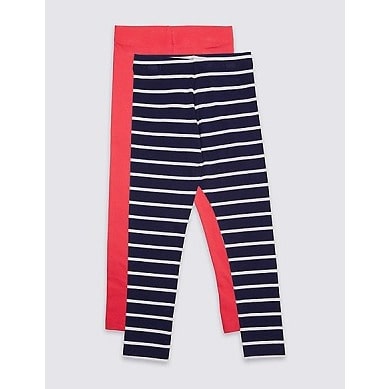 Cantaloupe 2 Pack Cotton Rich Leggings With Stretch