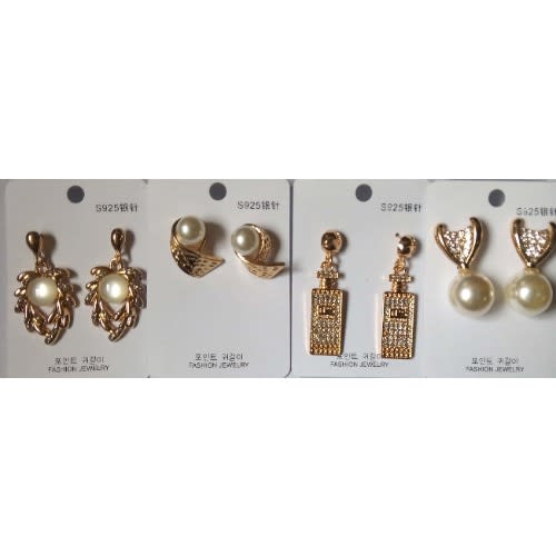 Earring Sets - 4 Pairs - Gold/cream