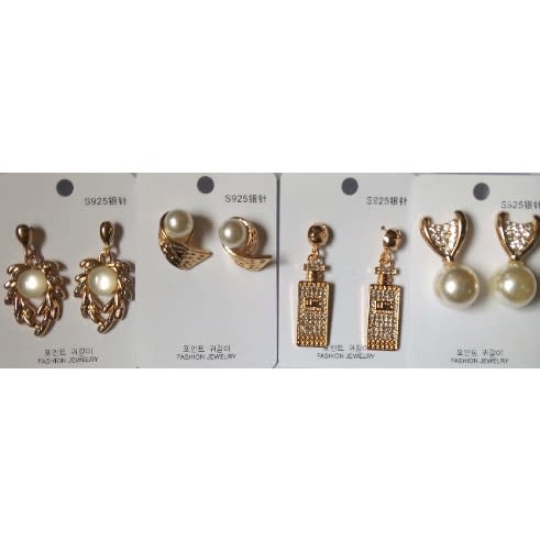 Earring Sets - 4 Pairs - Gold/cream