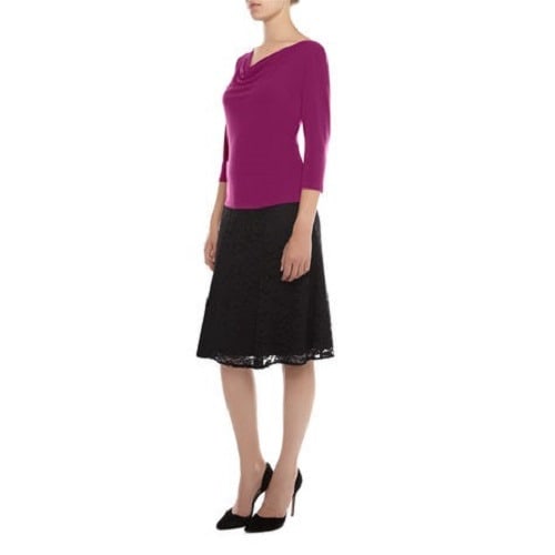 Flippy Lace Belted Skirt - Black