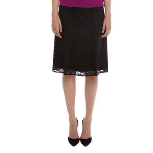 Flippy Lace Belted Skirt - Black