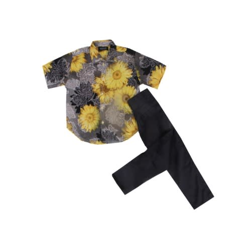 Boys' 2-piece Shirt & Trousers - Gray,Yellow & Black