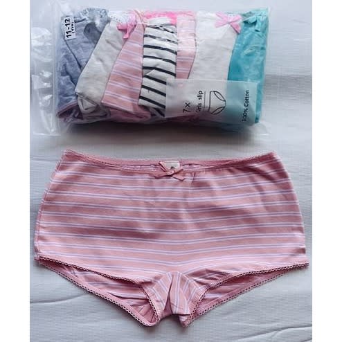 11-12yrs 7 Pack Colored Girls Briefs- E2