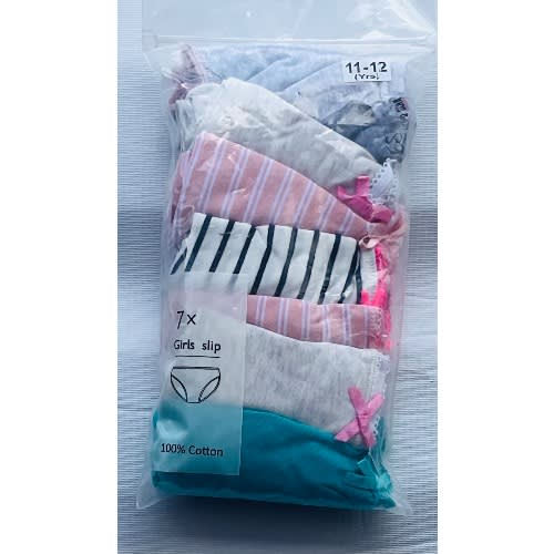 11-12yrs 7 Pack Colored Girls Briefs- E2
