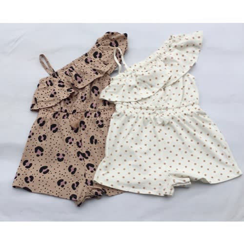 Leopard Dots 2 Pack Girls Playsuits
