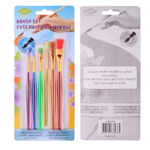 Children Petite Colourful Paint Brush -6Pieces
