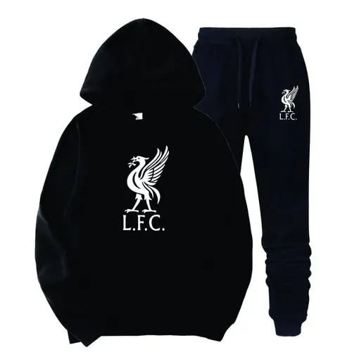 Hoodie And Joggers With Liverpool Prints - Black