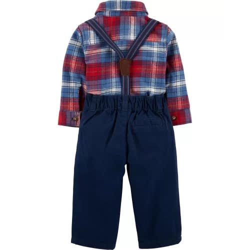 Checkered Plaid Dress Me Up Shirt, Suspender & Chinos