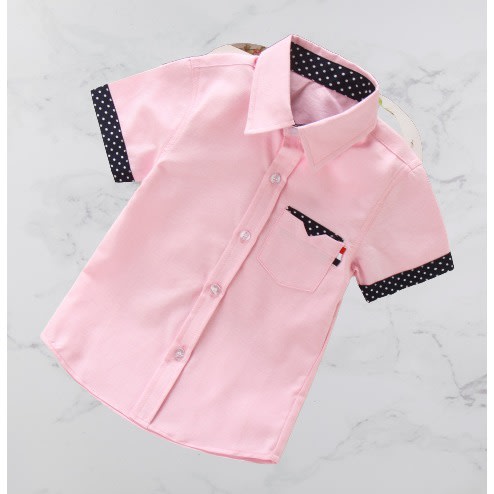Boys Gentleman Short Sleeve Shirt - Pink