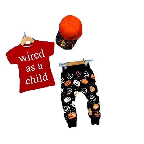 3 In 1 Mini Sleeve Top And Jogger With Face Cap-red