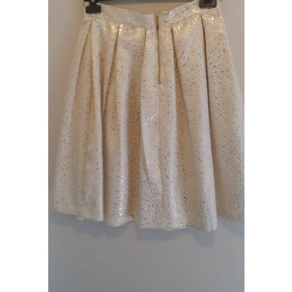 Ladies  Flock Jacquard Midi Skirt - Cream Gold