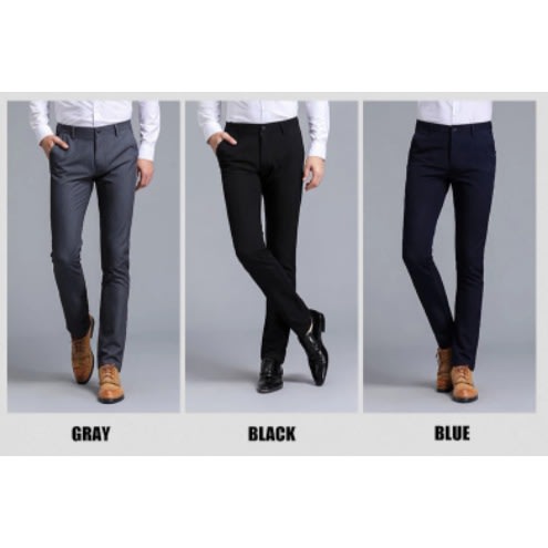 Smart Suit Trousers- Black + Blue + Ash - 3pcs