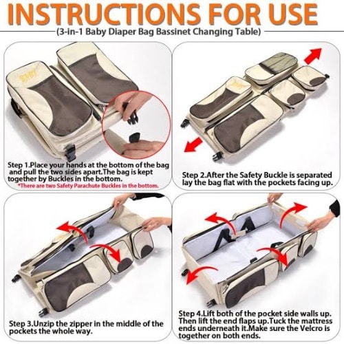 Baby Diaper Bag With Bed - 3 In 1