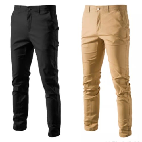 2in1 Cotton Chinos Pants - Black + Carton