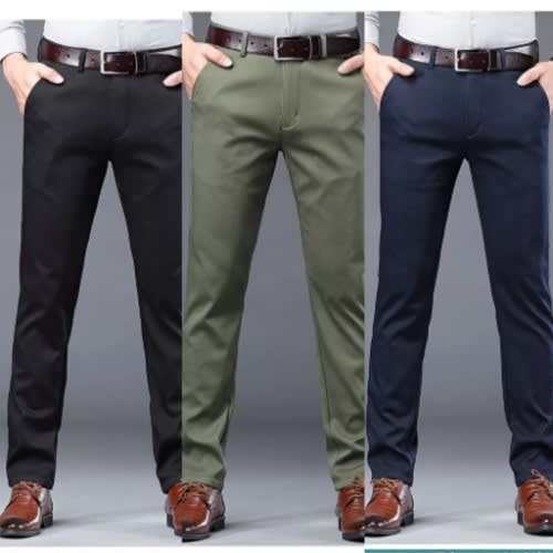 Chinos Pants For Men - Black - Blue - Green - 3pcs