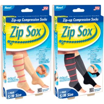 2 In 1 Zip Sox Zip-up Compression Socks - Beige & Black