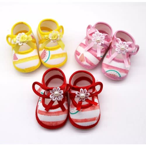 3 Pairs Newborn Baby Girls Bow Front Shoes