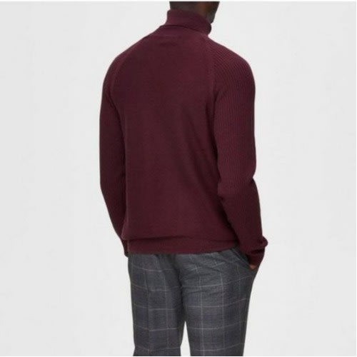 Men's Roll Neck Sweatshirt- Wine
