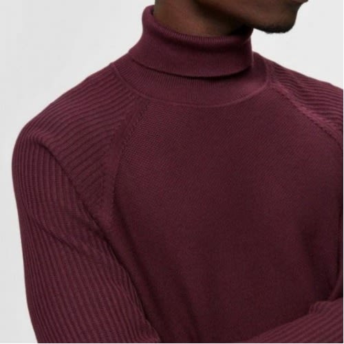 Men's Roll Neck Sweatshirt- Wine